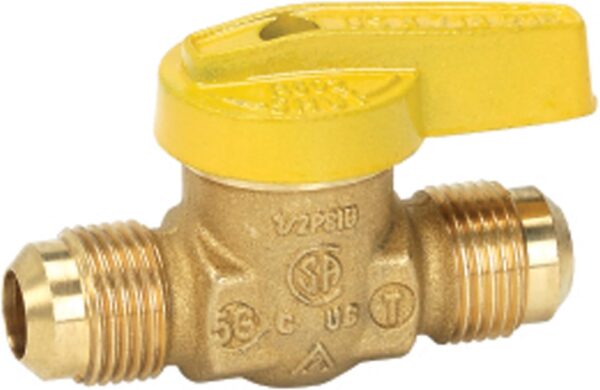 VGV1LHT2B Premium Gas Ball Valve Flare Inlet/Outlet, Brass, 3/8-Inch, 3/8 Inch