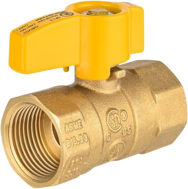 3/4'' Gas Ball Valve, Brass Fittings, UL CSA Approved, Quarter-Turn (1)